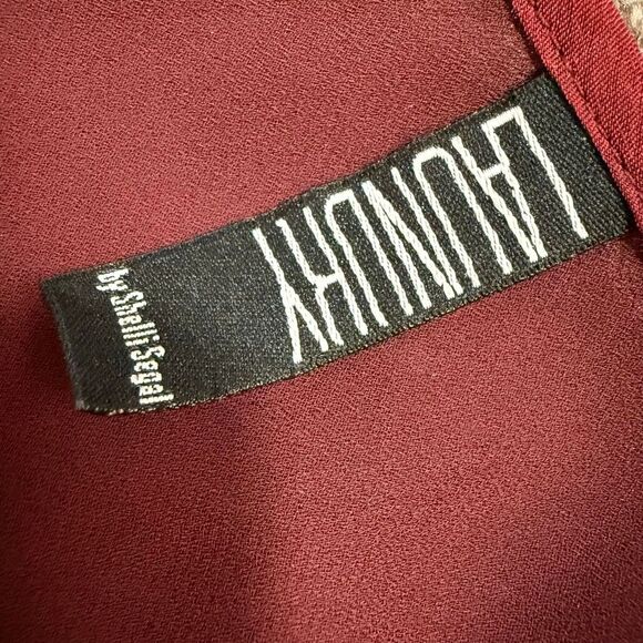 Laundry Y2K Red Black Floral Skirt Midi Ruffle Small Chiffon Lettuce 4 - Picture 4 of 7